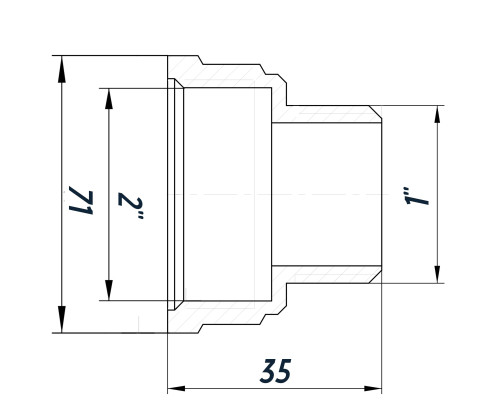 Перехідник редукційний 2″х1″ВЗ нікельований восьмигранний NK853O OPTIMUM