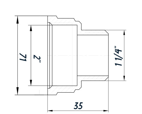 Перехідник редукційний 2″х1 1/4″ВЗ нікельований восьмигранний NK863O OPTIMUM
