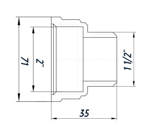 Перехідник редукційний 2″х1 1/2″ВЗ нікельований восьмигранний NK873O OPTIMUM