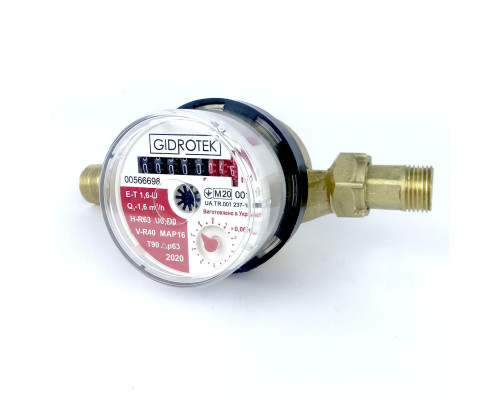 Лічильник гарячої води Gidrotek E-T 1,6U 1/2″ зі штуцером (110мм)