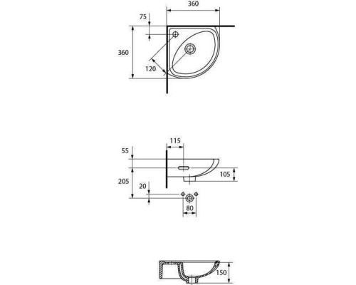 Умивальник кутовий Cersanit SIGMA 35