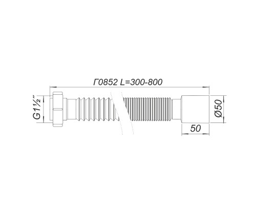 Трубка пластикова гофрована  Г0852 40х50 L=800 мм гайка пластик SOLOPLAST