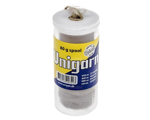 Пакля, льон сантехнічний Unigarn  80g UNIPAK (катушка в тубусі)