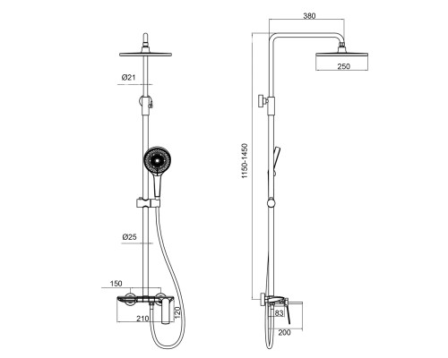 Душова система Globus Lux PIANO GLPN-0099 (S)