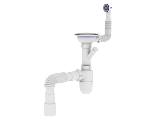 Сифон OPTIMUM 31/2″*40 для мийки з відведенням для прал маш, з круглим гнучким переливом та гнучкою трубою 40х40/50 OPTI 27243