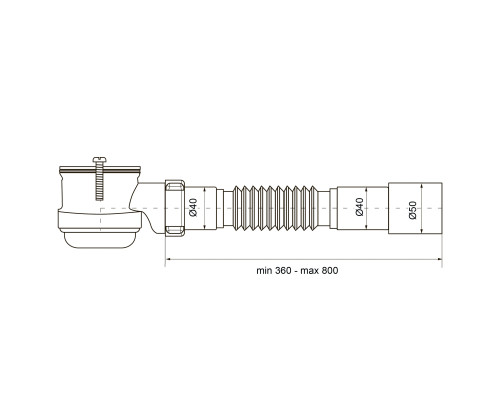 Сифон OPTIMUM низький пляшковий для душ.піддону з випуск 1 1/2″ та гофротрубою 40*40/50 OPTI 09033
