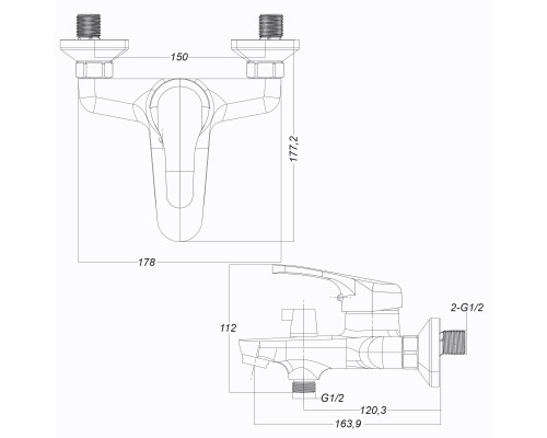 Змішувач для ванної Globus Lux Solly GLSO-0102NE