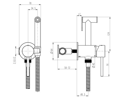 Змішувач гігієнічний TOPAZ LOFT TLF 32106-H39-BL