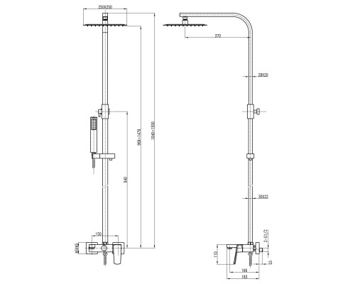 Душова система TOPAZ ODISS TO 18202-H66-WW