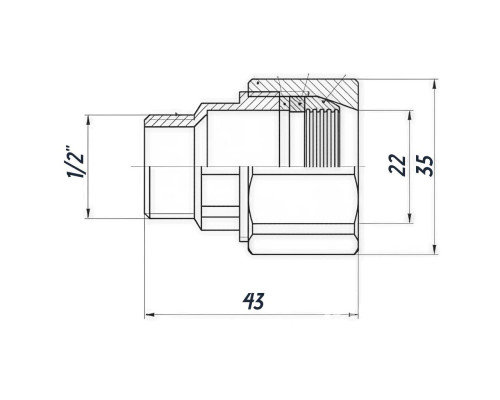 З'єднання зажимне пряме для труби Ø22мм 1/2″З латунне LS332S OPTIMUM