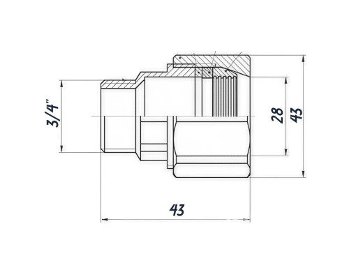 З'єднання зажимне пряме для труби Ø28мм 3/4″З латунне LS442S OPTIMUM