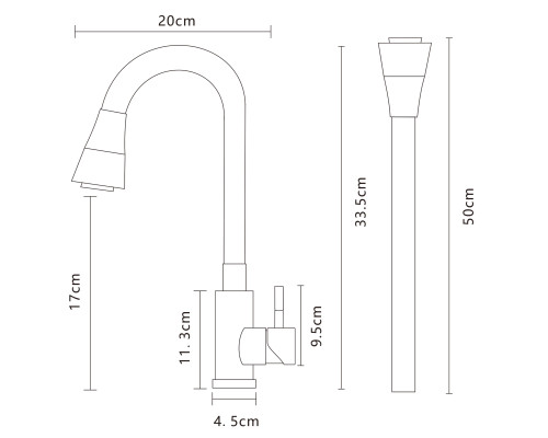 Змішувач для кухні Globus Lux Alpen SBT1-203SK-G03