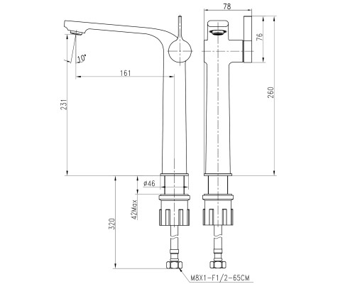 Змішувач для умивальника TOPAZ MODERNO TMD-33203-H78