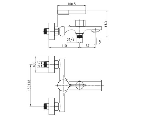 Змішувач для ванни TOPAZ Moderno TMD-33101-H78A