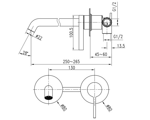 Змішувач для умивальника TOPAZ MODERNO TMD-33235-H78A