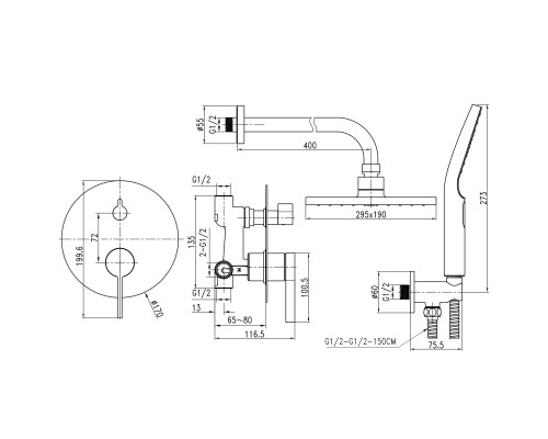 Душова система вбудована TOPAZ MODERNO TMD-33205-H78A