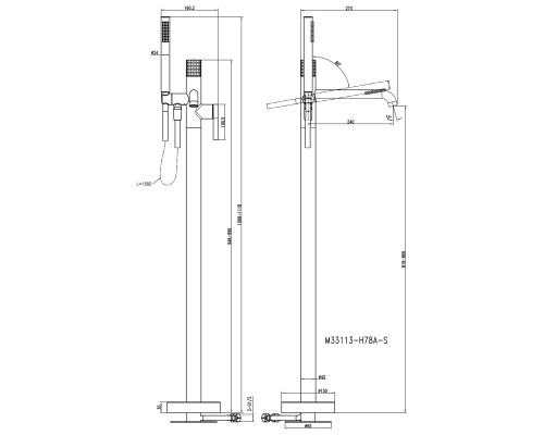 Змішувач для ванни TOPAZ MODERNO TMD-33113R-H78A