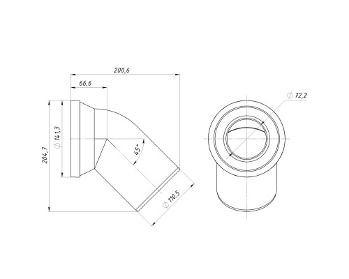 Коліно OPTIMUM для унітазу 45 ° D110 пластик OPTI 31410/227