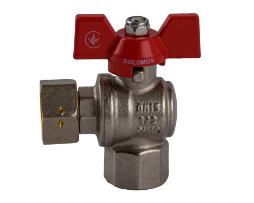 Кран кульовий кутовий з накидною гайкою SOLOMON 1/2″ ВВ PN40 (V3002-S)