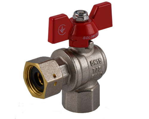 Кран кульовий кутовий з накидною гайкою SOLOMON 1/2″ ВВ PN40 (V3002-S)