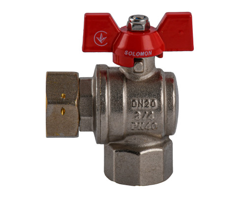 Кран кульовий кутовий з накидною гайкою SOLOMON 3/4″ ВВ PN40 (V3003-S)