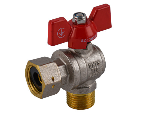 Кран кульовий кутовий з накидною гайкою SOLOMON 1/2″ ЗВ PN40 (V4002-S)