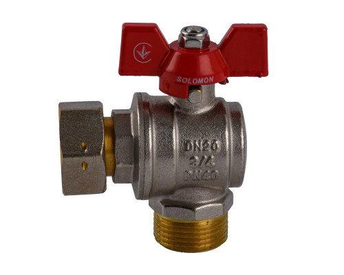 Кран кульовий кутовий з накидною гайкою SOLOMON 3/4″ ЗВ PN40  (V4003-S)
