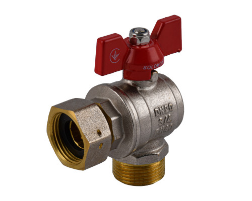 Кран кульовий кутовий з накидною гайкою SOLOMON 3/4″ ЗВ PN40  (V4003-S)