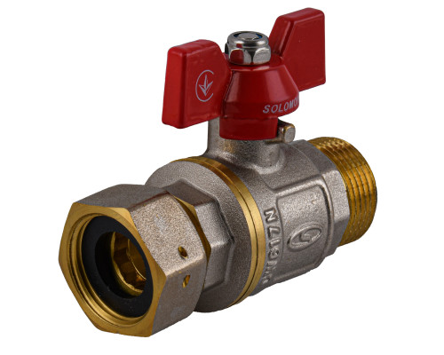 Кран кульовий прямий з накидною гайкою SOLOMON 3/4″ ЗВ PN40 (V5003-S)