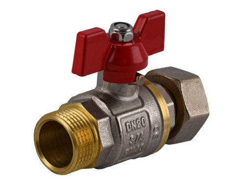 Кран кульовий прямий з накидною гайкою SOLOMON 3/4″ ЗВ PN40 (V5003-S)