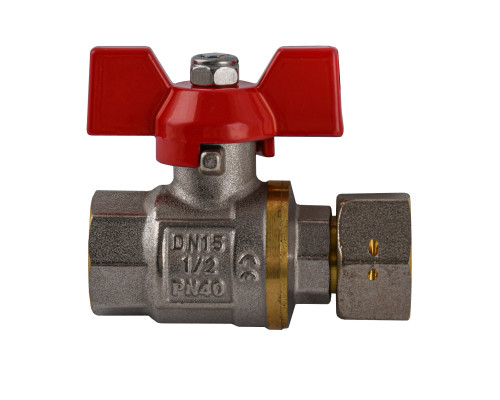 Кран кульовий прямий з накидною гайкою SOLOMON 1/2″ ВВ PN40  (V6002-S)