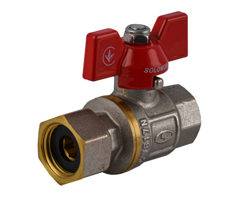 Кран кульовий прямий з накидною гайкою SOLOMON 1/2″ ВВ PN40  (V6002-S)