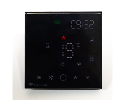 Термостат квадратний сенсорний чорний LED 1 канал AC220V Wi-Fi /MC-FB-B-WF MYCOND/