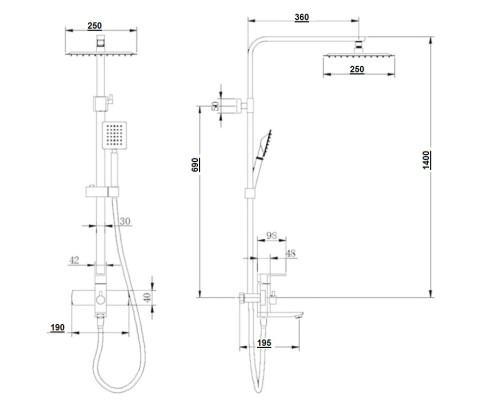 Душова система Globus Lux Kubus SKU-SH-250