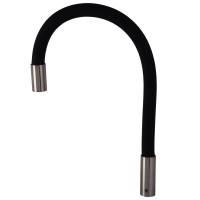 DLR-STEEL-BLACK-Гусак д/кухонного змішувача Гофра-Силикон з розпилювачем Чорний