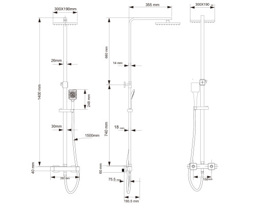 Душова система Globus Lux Termostatic GLQ-0040TE