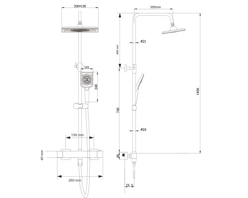 Душова система Globus Lux Termostatic GLM-0040TE