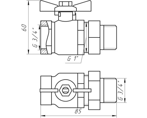Кран кульовий прямий з американкою ARCO  3/4″ TURIA 0117408