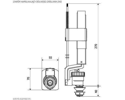 Клапан заповнення K.K.POL 350/ZND/112-00-T0, 3/8″ ABS, нижн. пластик