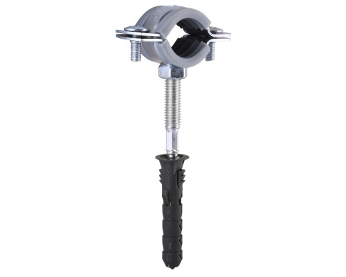 Хомут в зборi CR    1/2″ (20-23мм) з гвинтом-шурупом 8*80 та дюбелем в уп., сірий