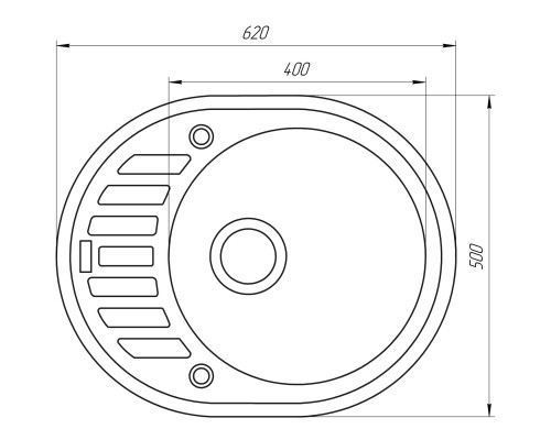 Гранітна мийка Globus Lux ARNO сірий камiнь 620x500мм-А0005