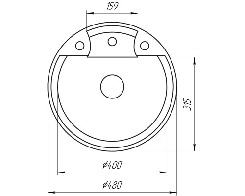 Гранітна мийка Globus Lux GURON графіт 480мм-А0001