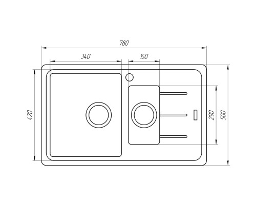 Гранітна мийка Globus Lux IZEO чорний 780x500мм-А0002
