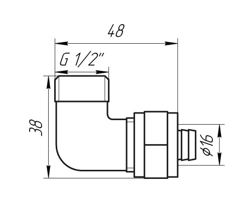 Кутник із зовнішньою різьбою APE ITALY 753 L 1/2″х16