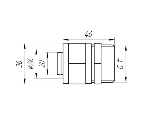 Муфта із зовнішньою різьбою APE ITALY 701 L 1″x26