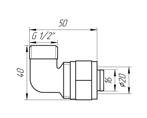 Кутник із зовнішньою різьбою APE ITALY 753 L 1/2″х20
