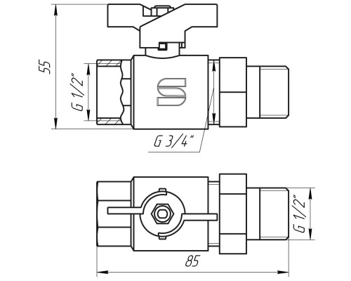 Кран кульовий прямий з американкою SELBA 1/2″ КБ SL1509