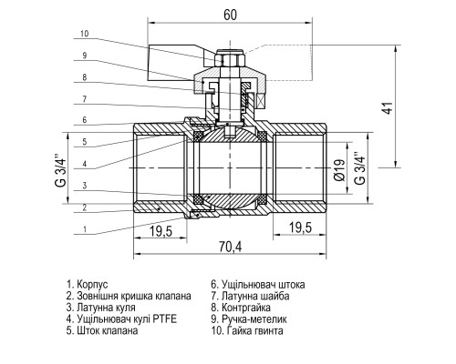 Кран кульовий прямий SELBA 3/4″ ВВ КБ SL1507