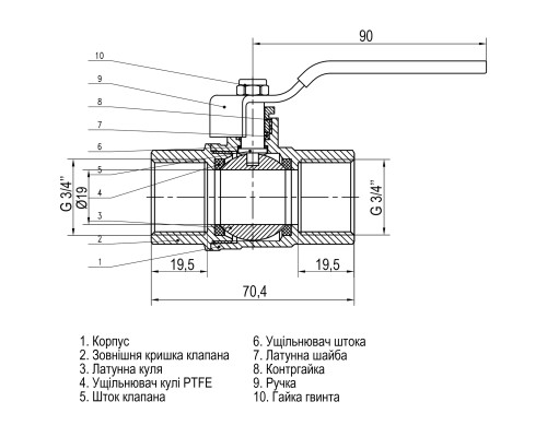 Кран кульовий прямий SELBA 3/4″ ВВ КР SL1506