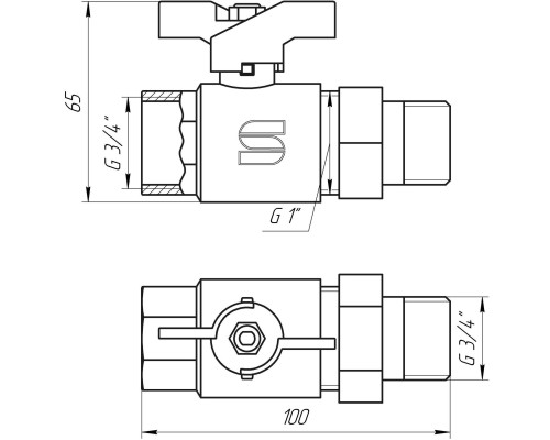Кран кульовий прямий з американкою SELBA  3/4″ КБ SL1509